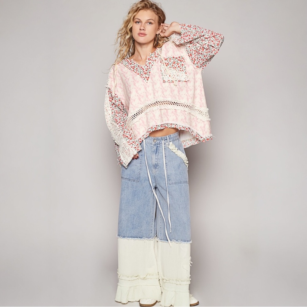 POL Floral Patchwork Top - Pink and Cream - Picture 5 of 5
